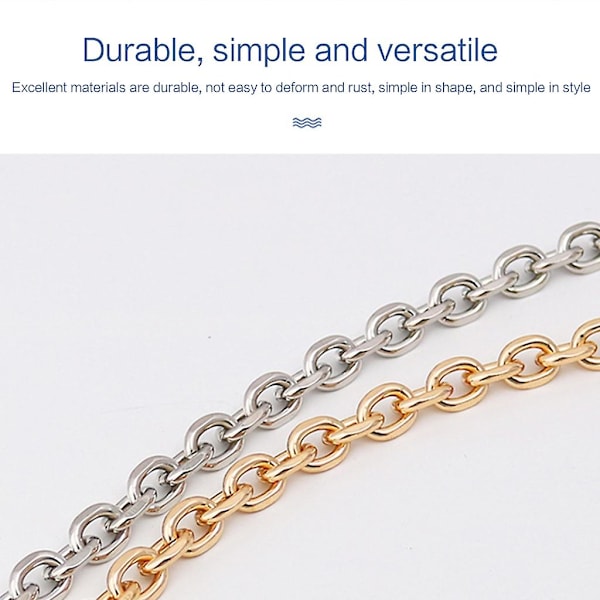 100/120cm Metallkjede Veskestropper Vesketilbehør Kvinners Skulderveskestropp Silver 1.2 meter Flat O chain