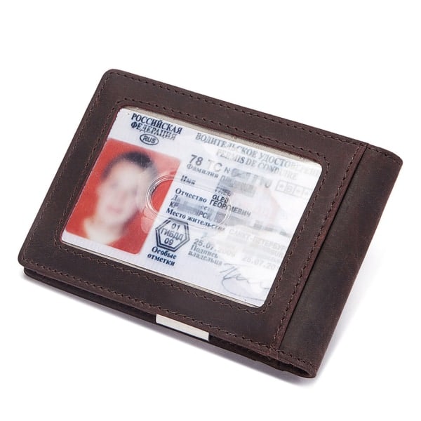 Vintage PU-nahkainen miesten lompakko klipsillä, taittuva kolikkotasku, liike-elämän ID- ja luottokorttipidike Black