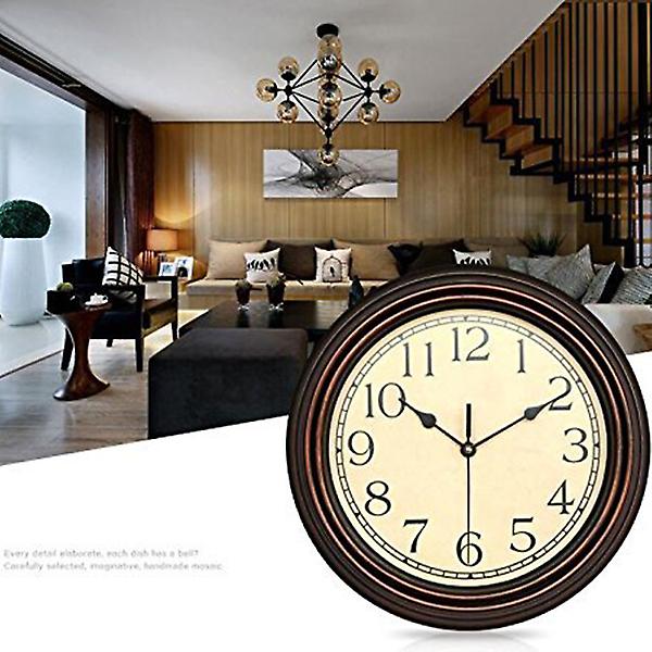 12 tuuman pyöreä klassinen kello Retro Tikittävä kvartsi koristeellinen seinäkello