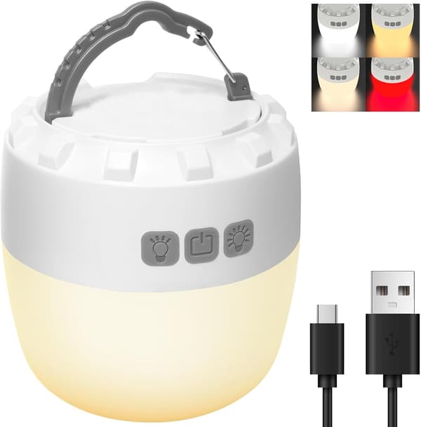LED Camping Lantern Oppladbar 3200mAh, Campinglys med 4 Moduser