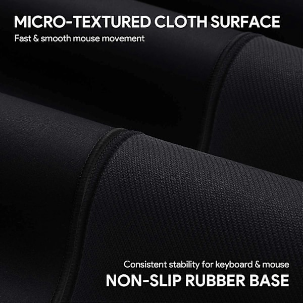 Stor Gaming Mousepad 800 x 400 mm XXL Tastatur Mousepad, Skridsikker Gummi Vandafvisende Overflade, Udvidet Skrivebordsunderlag