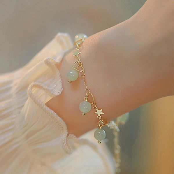 Hetian Jade Armband för Kvinnor Trendig Stjärna Hjärta Tassel Charm B Style ONESIZE Style ONESIZE