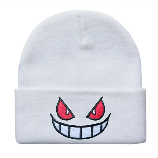 6 tyyliä unisex talvinen ulkopipo lapsille neulottu Gengar hupullinen hattu lapsille casual ulkona Halloween-hatut White