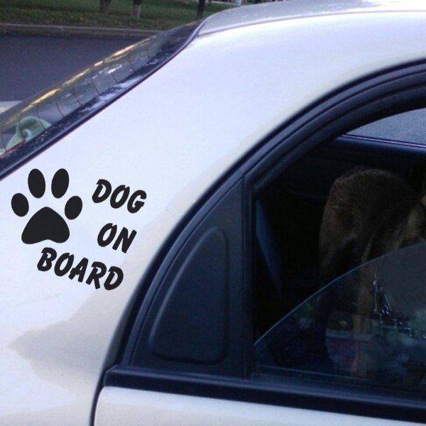 Advarselsskilte bil klistermærke hund bord pote sød mærkat reflekterende dekoration White