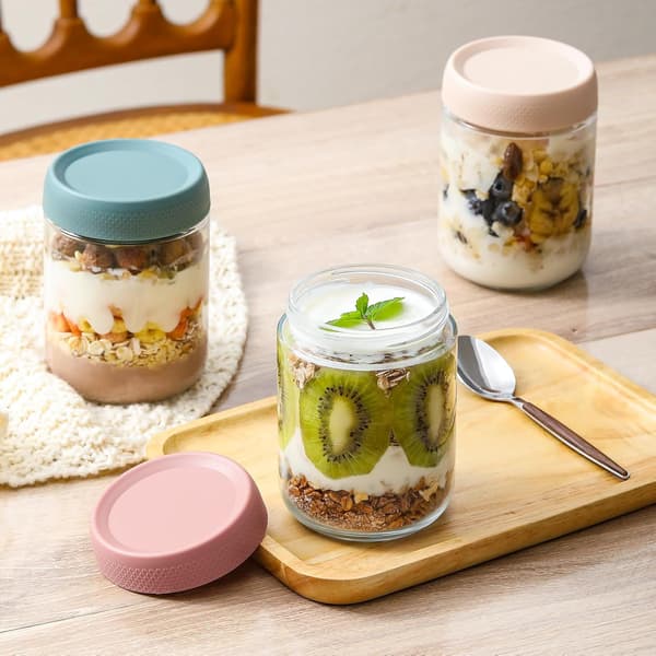 3-pack 500 ml glasburkar med lufttäta lock, glasbehållare för matförvaring