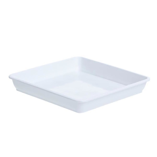 Fyrkantig blomkruka i plast, kraftig växtfat, droppbrickor för inom- och utomhusbruk, plastfat white 25.6x25.6cm