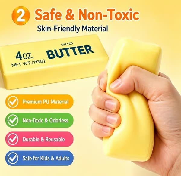 2-pack smörsticka squishy leksaker mjuka långsamt stigande klämleksaker anti-stress fidget leksaker för barn och vuxna sensorisk present Yellow + Pink