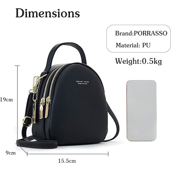 Mini Ryggsäck Dam Mode Handväska Flicka Vattentät Cross-body Väska med Hörlurs Hål Damer Läder Dagryggsäck Dating Resa Black