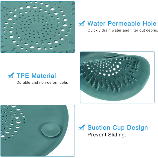 5,91 tum runt avloppsskydd med sugkopp för kök, badrum och balkong Green*4