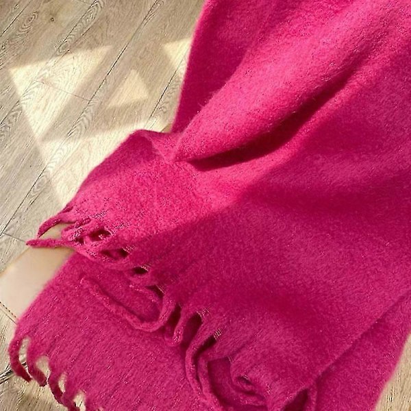 Tykt blødt glutinøst mohair tørklæde nyt klein blåt tørklæde dame sjal varmt tørklæde Rose red
