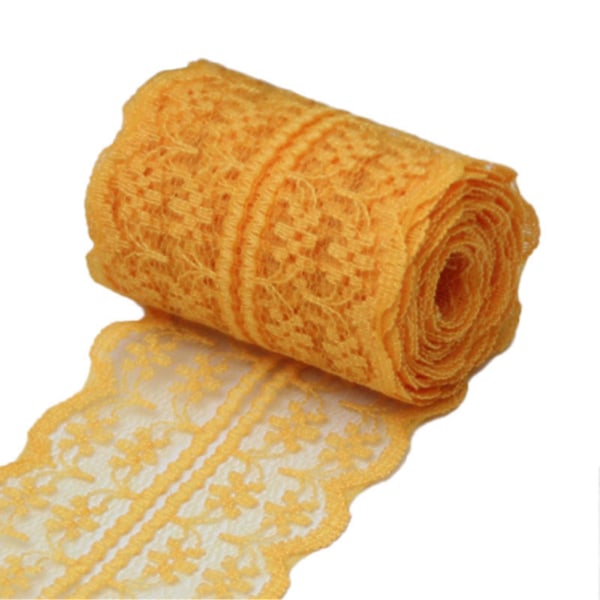 10 m pitsinauharulla, 4,5 cm leveä, ei-elastinen, värikäs pitsi, DIY-kirjontakoriste ompeluun Orange
