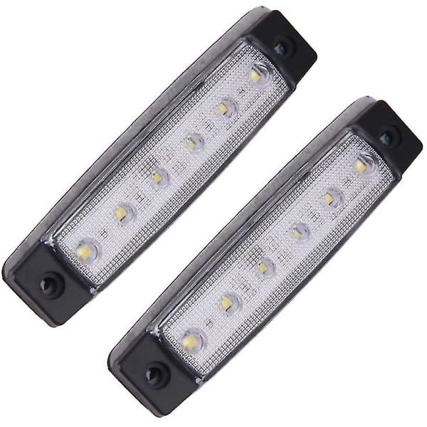 12V 6 LED-positionsljus för släpvagn, bakljus, sidomarkeringsljus, blinkers, instrumentbelysning (vit)