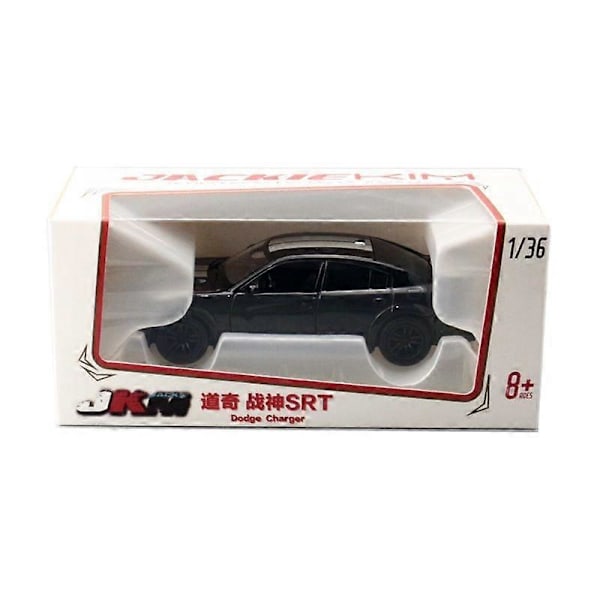 1:36 Challenger SRT -mittakaavan uusi leluvalmistettu malli vetävällä autolla lapsille lahjaksi F142 black withbox