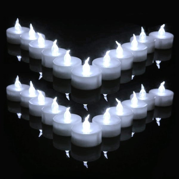 LED Varmelys, 12-pakke Flammeløse Lys, Batteridrevet, til Jul, Bryllup, Bursdag, Halloween Gaver, Hjemmedekor i Kald Hvit
