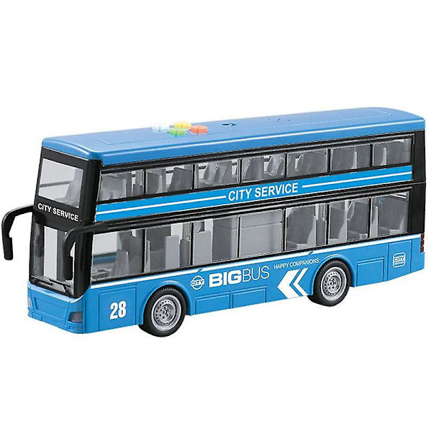 Legetøjsbilmodel Gave Til Børn Cool Stilfuld Lys Musik Inerti Bus Bus Simulation Blue double deck bus (912b)