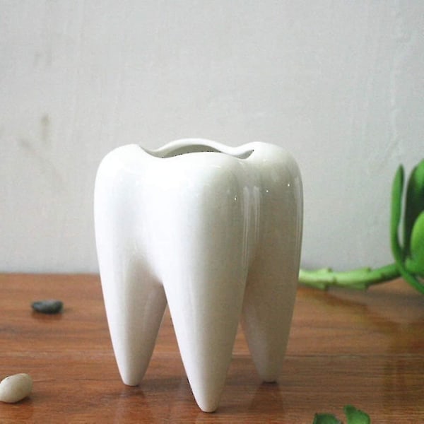 Keramisk Tannblyant Tannbørsteholder Potte Kjøtt Plantepotte Hjemmekontor Skole Tannlegegave Tw