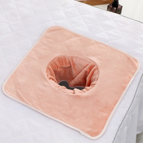 35*35cm Kauneusalan SPA-hierontapöydän lankku Kasvojen pyyhe reiällä Orange