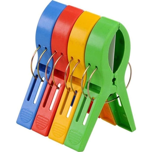 Big Size Plastic Hanging Clips Set,  Large Beach Towel Clamps for Sunbeds Sun Loungers Pool Chairs Laundry Prevent(L)