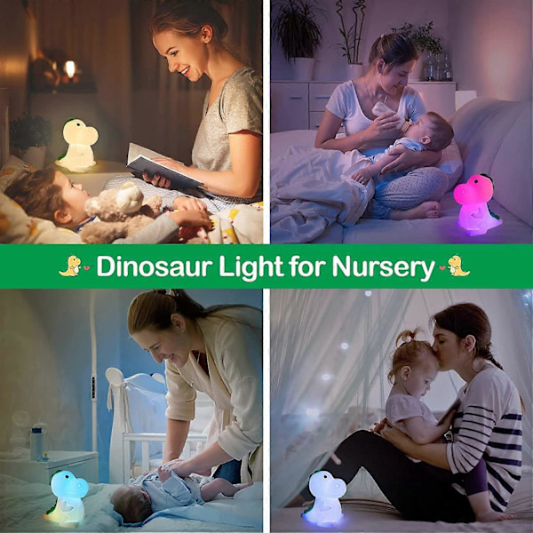 Børnenatlampe Baby Natlampe, Dinosaur Baby Natlampe, 7 Farver & Touch, USB Genopladelig LED Lampe, Børnenatlampe Dekorationslampe til Børneværelse Dekoration