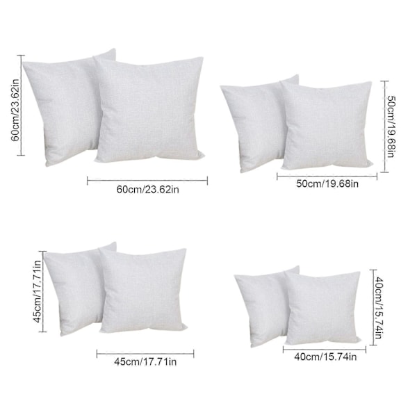 Putevar i lin-look for hjemmet, dekorative, til sofa, soverom, bil, med glidelås Light gray 50*50cm