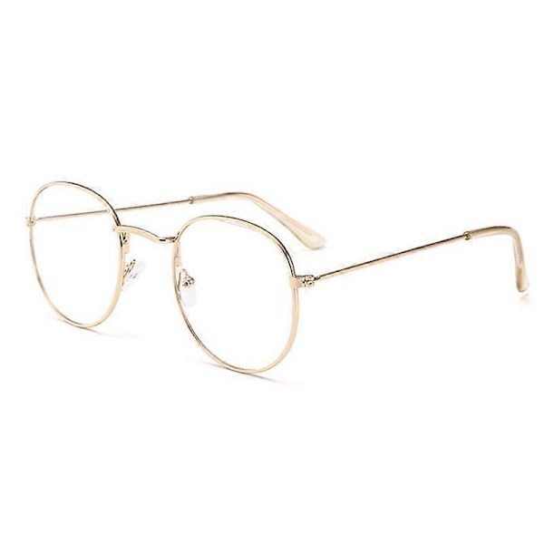Kultaiset metallikehyksiset aurinkolasit naisille, pyöreät peililasit, heijastava pinnoite, retro aurinkolasit, merkkisuunnittelijan trendikkäät silmälasit Gold Clear multi