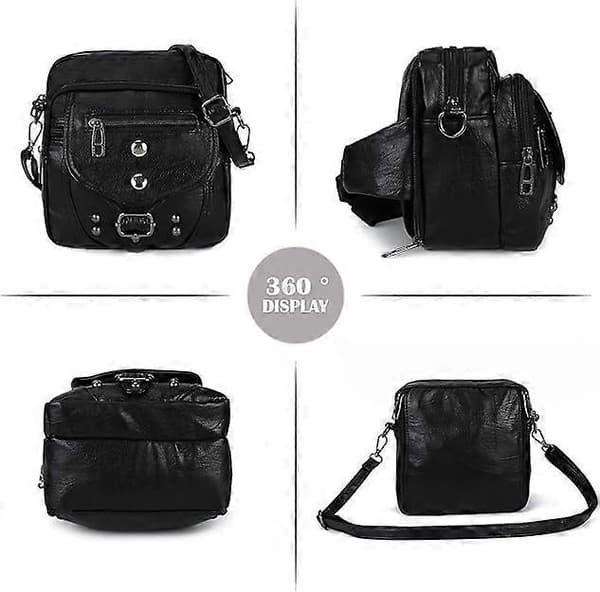 Crossbody Telefonväskor för Kvinnor, Liten Mjuk Läder Kortplånbok Handväskor Axelväskor Dam Multifunktionell Påse Black