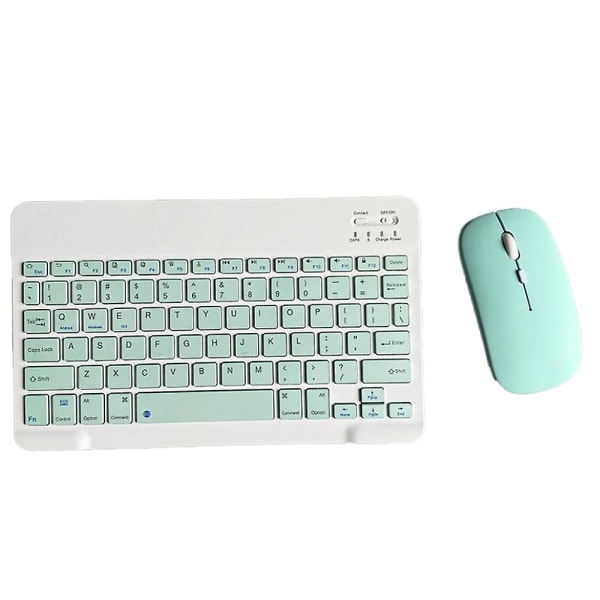 Genopladeligt Bluetooth tastatur og mus Combo Ultra-slankt bærbart kompakt trådløst mus tastatursæt til Android Windows Tablet Phone Ipad Ios light green
