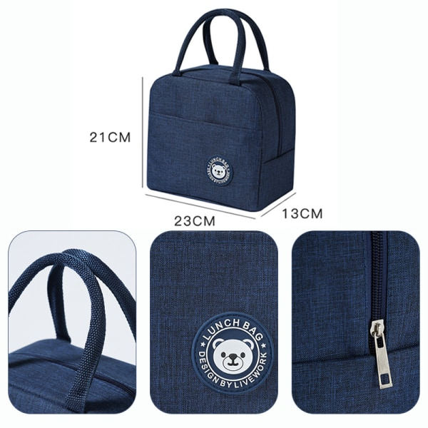Frokostbokspose Bento Box Isolering Pakke Termisk Picnicposer Sort
