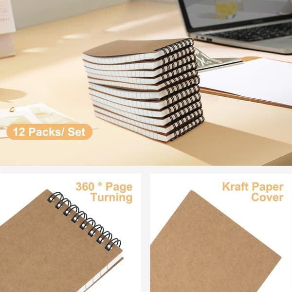 Lomme Notesbøger Sæt med 12, Små 3x5 Spiral Notesbøger, Mini Kontorstil Notesbog, Lille Lomme Størrelse Notesblok, Memo Blok til Hjem, Universitet