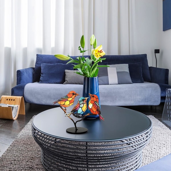 Färgglada fåglar prydnad, fågelprydnader för vardagsrum, modern stil akrylfåglar figurin, bordfågeldekoration