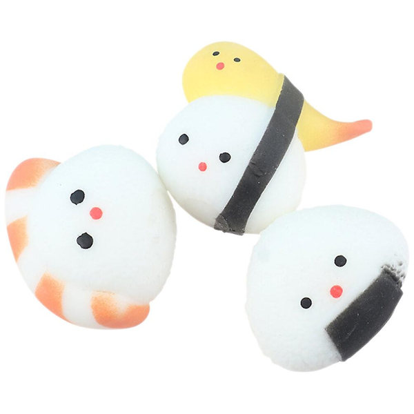 3 stk. Sushi Squishy Legetøj Søde Sushi Strækbare Legetøj Sjove Stressaflastende Sushi Formet Klemme Legetøj
