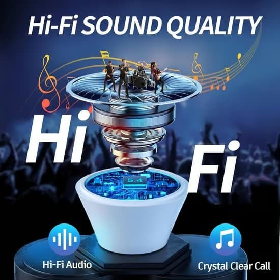 Trådlösa hörlurar - Bluetooth 5.4 - 48 timmars speltid - IPX8 Vattentäta - ENC Brusreducering - HiFi Stereo