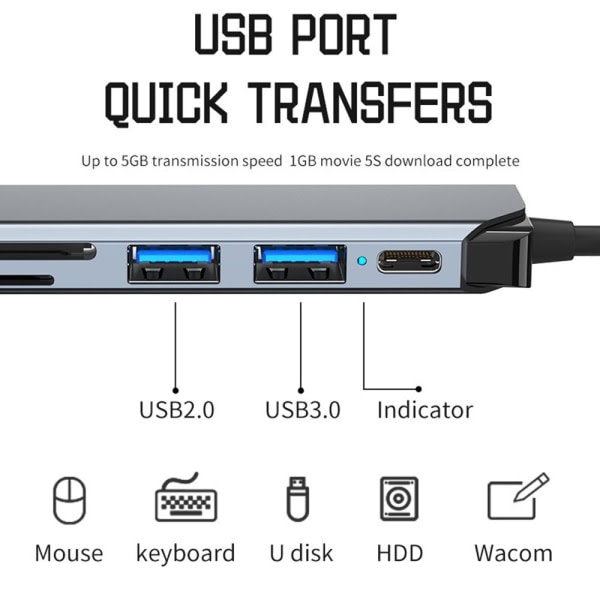 USB C Hub USB 3.0 Typ-C Splitter 4 IN 5 in 2