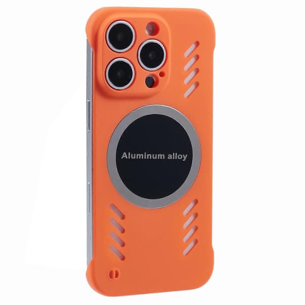 Hard PC Frameless Varmeavledning Telefondeksel til iPhone 15 Pro Max - Oransje