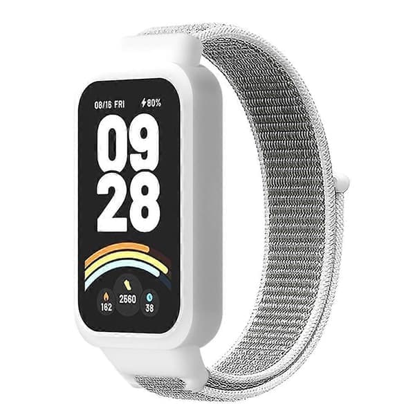 Til Xiaomi Smart Band 9 Active Redmi Band 3 Nylonrem med velcrodesign Urrem White Shell White