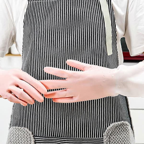 Diskhandskar, hudvänliga, återanvändbara kökshandskar med bomullsfoder, halkfria Nordic pink M