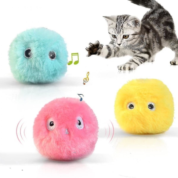 Pakkauksessa 3 pörröisiä pehmoisia kissan palloleluja, interaktiivisia sirkupalloja kissanpotkuleluja, 3 elävää eläimen sirkuttavaa ääntä, hauskoja kissanpentu kissanminttuleluja