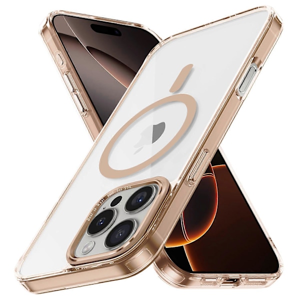 Skal för iPhone 16 Pro Max Kompatibelt med MagSafe TPU+PC Transparent Telefonskydd Gold