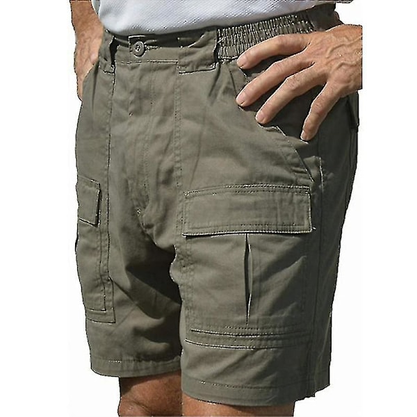 Men Fit -lommer Shorts Herre Ferie Afslapning Army Green XL