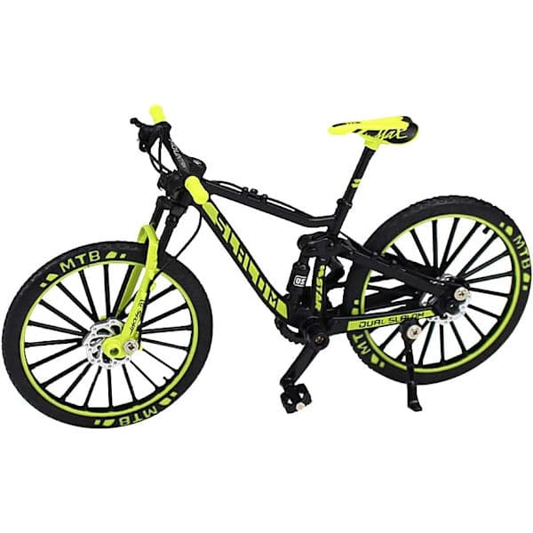 Mini Downhill Mountainbike Legetøj Legering Trykstøbt BMX Finger Cykelmodel til Samlinger (Sort/Grøn)
