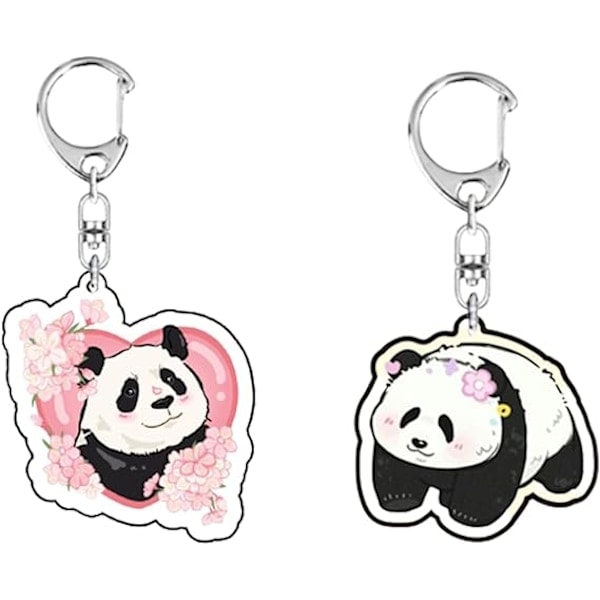 2 stk. søde tegneserie panda tema nøgleringe nøglering til ophængning dekoration ornament souvenirs gavepose nøgledekoration