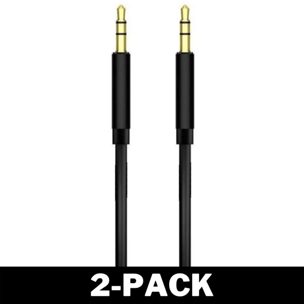 AUX-kabel 3,5 mm (AUX til AUX) 2M Sort 2-Pack