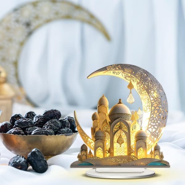 Måneslott Feriefest Skrivebordsdekorasjon Akryl Flat Ornament Hjem Soverom Dekor