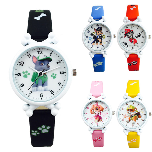 Paw Patrol Quartz Ur, Tegneseriefigur Analogt Armbåndsur, Gave til Drenge og Piger Sort Black