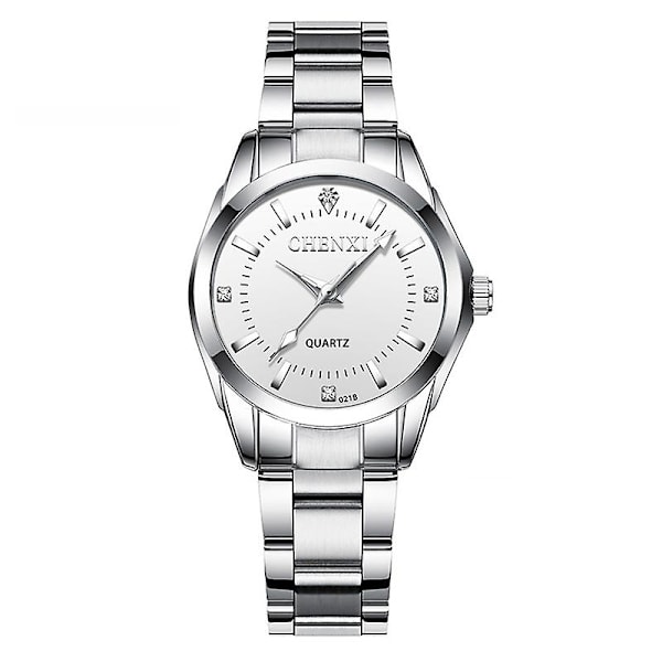 6 Färger Chenxi Märkesklocka Lyxiga Kvinnors Avslappnade Klockor Vattentät Klocka Kvinnor Mode Klänning Rhinestone Armbandsur Cx021b 021B White Dial
