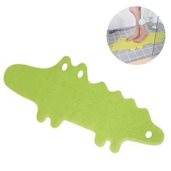 Børne Anti-Slip Badekar Måtte Brusebad Maskinvaskbar, krokodillemønster Green