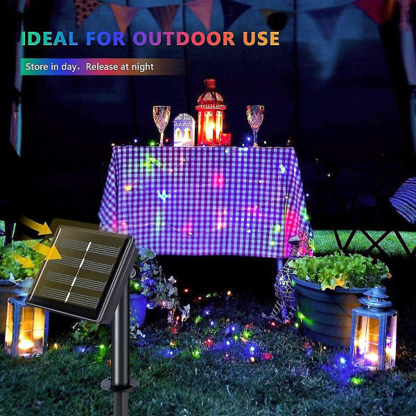 Solcelled Feelysslysr, Utendørs Vanntette, 105ft 300 LED, 8 Mønstrede Kobbertråder for Trehage Juler Terrassefestdekorasjoner (Flerfarget)