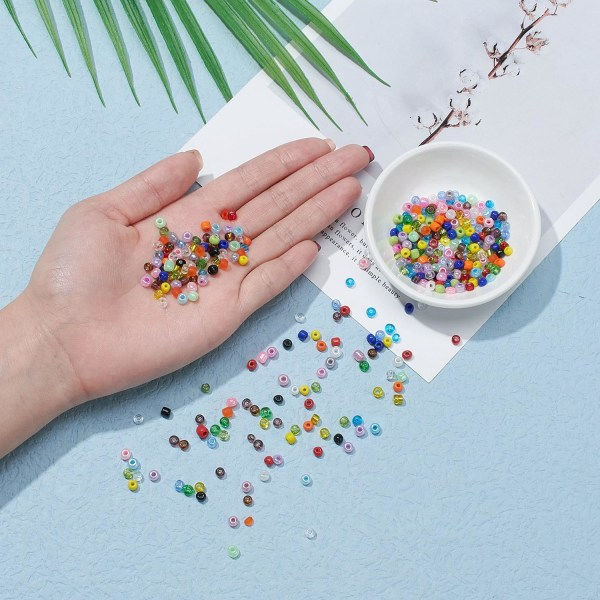 DIY - Perleboks - Frøperler - 2mm - 19000 stk - Smykkefremstilling flerfarget