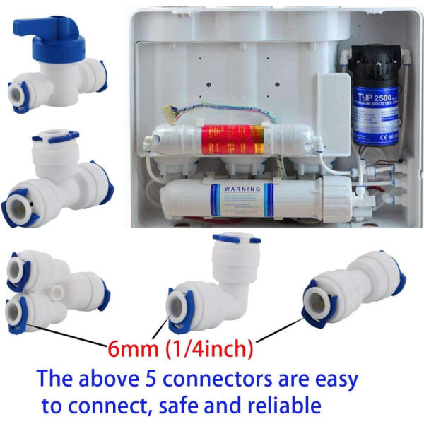 12 kpl RO-veden suodatinlisävarusteet 1/4 tuuman suutinkytkennällä 90° suorakulmainen pikaliitin vesiputken, jääkaapin letkun liittämiseen