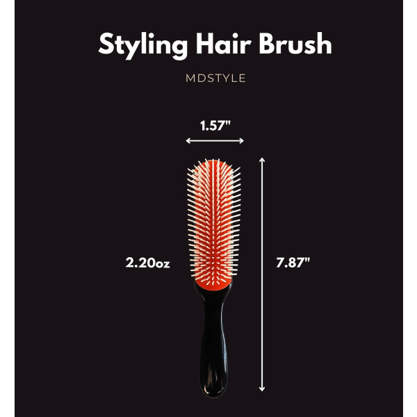 Styling hårbørste for krøllete vått eller tørt hår 9-rads klassisk børste for å filtre, skille, forme og føne